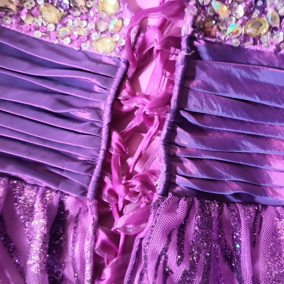 Jovani Women's Strapless Purple Gown - Picture 7 of 9